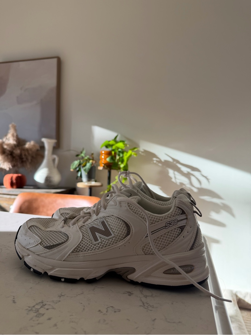 New Balance White and Gray 530 Sneakers